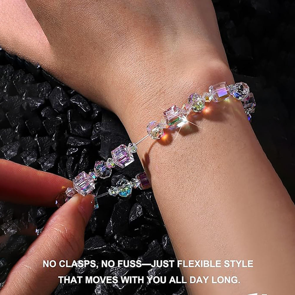 Iridescent AB Bead Stretch Bracelet, Unique Gift
